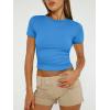 imageTrendy Queen Womens Basic TShirts Scoop Neck Short Sleeve Crop Tops Cute Summer Tops Slim Fit Tees Y2k Clothing 2025Blue
