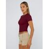 imageTrendy Queen Womens Basic TShirts Scoop Neck Short Sleeve Crop Tops Cute Summer Tops Slim Fit Tees Y2k Clothing 2025Burgundy
