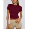 imageTrendy Queen Womens Basic TShirts Scoop Neck Short Sleeve Crop Tops Cute Summer Tops Slim Fit Tees Y2k Clothing 2025Burgundy