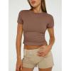 imageTrendy Queen Womens Basic TShirts Scoop Neck Short Sleeve Crop Tops Cute Summer Tops Slim Fit Tees Y2k Clothing 2025Coffee