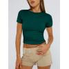 imageTrendy Queen Womens Basic TShirts Scoop Neck Short Sleeve Crop Tops Cute Summer Tops Slim Fit Tees Y2k Clothing 2025Dark Green