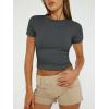 imageTrendy Queen Womens Basic TShirts Scoop Neck Short Sleeve Crop Tops Cute Summer Tops Slim Fit Tees Y2k Clothing 2025Gray