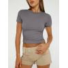 imageTrendy Queen Womens Basic TShirts Scoop Neck Short Sleeve Crop Tops Cute Summer Tops Slim Fit Tees Y2k Clothing 2025Grey02