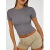imageTrendy Queen Womens Basic TShirts Scoop Neck Short Sleeve Crop Tops Cute Summer Tops Slim Fit Tees Y2k Clothing 2025Grey02