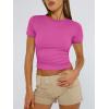 imageTrendy Queen Womens Basic TShirts Scoop Neck Short Sleeve Crop Tops Cute Summer Tops Slim Fit Tees Y2k Clothing 2025Hot Pink