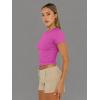 imageTrendy Queen Womens Basic TShirts Scoop Neck Short Sleeve Crop Tops Cute Summer Tops Slim Fit Tees Y2k Clothing 2025Hot Pink