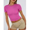 imageTrendy Queen Womens Basic TShirts Scoop Neck Short Sleeve Crop Tops Cute Summer Tops Slim Fit Tees Y2k Clothing 2025Hot Pink