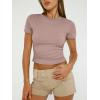 imageTrendy Queen Womens Basic TShirts Scoop Neck Short Sleeve Crop Tops Cute Summer Tops Slim Fit Tees Y2k Clothing 2025Latte