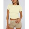 imageTrendy Queen Womens Basic TShirts Scoop Neck Short Sleeve Crop Tops Cute Summer Tops Slim Fit Tees Y2k Clothing 2025Lemon Yellow