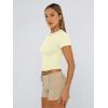 imageTrendy Queen Womens Basic TShirts Scoop Neck Short Sleeve Crop Tops Cute Summer Tops Slim Fit Tees Y2k Clothing 2025Lemon Yellow