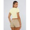 imageTrendy Queen Womens Basic TShirts Scoop Neck Short Sleeve Crop Tops Cute Summer Tops Slim Fit Tees Y2k Clothing 2025Lemon Yellow