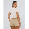 imageTrendy Queen Womens Basic TShirts Scoop Neck Short Sleeve Crop Tops Cute Summer Tops Slim Fit Tees Y2k Clothing 2025Light Apricot