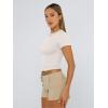 imageTrendy Queen Womens Basic TShirts Scoop Neck Short Sleeve Crop Tops Cute Summer Tops Slim Fit Tees Y2k Clothing 2025Light Apricot