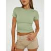 imageTrendy Queen Womens Basic TShirts Scoop Neck Short Sleeve Crop Tops Cute Summer Tops Slim Fit Tees Y2k Clothing 2025Light Green