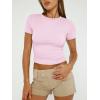 imageTrendy Queen Womens Basic TShirts Scoop Neck Short Sleeve Crop Tops Cute Summer Tops Slim Fit Tees Y2k Clothing 2025Light Pink