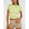 imageTrendy Queen Womens Basic TShirts Scoop Neck Short Sleeve Crop Tops Cute Summer Tops Slim Fit Tees Y2k Clothing 2025Lime Green