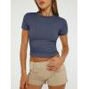 imageTrendy Queen Womens Basic TShirts Scoop Neck Short Sleeve Crop Tops Cute Summer Tops Slim Fit Tees Y2k Clothing 2025Navy