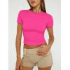imageTrendy Queen Womens Basic TShirts Scoop Neck Short Sleeve Crop Tops Cute Summer Tops Slim Fit Tees Y2k Clothing 2025Neon Pink