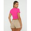 imageTrendy Queen Womens Basic TShirts Scoop Neck Short Sleeve Crop Tops Cute Summer Tops Slim Fit Tees Y2k Clothing 2025Neon Pink