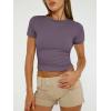 imageTrendy Queen Womens Basic TShirts Scoop Neck Short Sleeve Crop Tops Cute Summer Tops Slim Fit Tees Y2k Clothing 2025Nutmeg