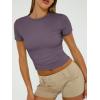 imageTrendy Queen Womens Basic TShirts Scoop Neck Short Sleeve Crop Tops Cute Summer Tops Slim Fit Tees Y2k Clothing 2025Nutmeg