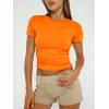 imageTrendy Queen Womens Basic TShirts Scoop Neck Short Sleeve Crop Tops Cute Summer Tops Slim Fit Tees Y2k Clothing 2025Orange