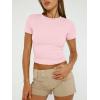 imageTrendy Queen Womens Basic TShirts Scoop Neck Short Sleeve Crop Tops Cute Summer Tops Slim Fit Tees Y2k Clothing 2025Pink