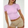 imageTrendy Queen Womens Basic TShirts Scoop Neck Short Sleeve Crop Tops Cute Summer Tops Slim Fit Tees Y2k Clothing 2025Purple