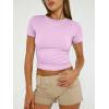 imageTrendy Queen Womens Basic TShirts Scoop Neck Short Sleeve Crop Tops Cute Summer Tops Slim Fit Tees Y2k Clothing 2025Purple