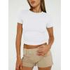 imageTrendy Queen Womens Basic TShirts Scoop Neck Short Sleeve Crop Tops Cute Summer Tops Slim Fit Tees Y2k Clothing 2025White