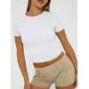 imageTrendy Queen Womens Basic TShirts Scoop Neck Short Sleeve Crop Tops Cute Summer Tops Slim Fit Tees Y2k Clothing 2025White