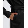 imageTrendy Queen Womens Long Leather Jackets Trench Coat Blazer Lapel Faux Open Front with BeltBlack
