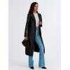 imageTrendy Queen Womens Long Leather Jackets Trench Coat Blazer Lapel Faux Open Front with BeltBlack