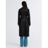 imageTrendy Queen Womens Long Leather Jackets Trench Coat Blazer Lapel Faux Open Front with BeltBlack