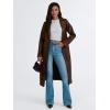 imageTrendy Queen Womens Long Leather Jackets Trench Coat Blazer Lapel Faux Open Front with BeltBrown