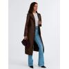 imageTrendy Queen Womens Long Leather Jackets Trench Coat Blazer Lapel Faux Open Front with BeltBrown