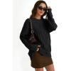 imageTrendy Queen Womens Oversized Cable Knit Crewneck SweatersBlack