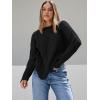 imageTrendy Queen Womens Oversized Cable Knit Crewneck SweatersBlack
