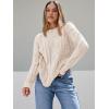 imageTrendy Queen Womens Oversized Cable Knit Crewneck SweatersCream