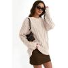 imageTrendy Queen Womens Oversized Cable Knit Crewneck SweatersCream