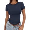 imageTrendy Queen Womens Basic Short Sleeve Slim Fit T Shirts Soft Crewneck Crop Y2k Tee Summer Cute Gym Fashion ClothesNavy