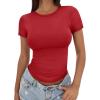 imageTrendy Queen Womens Basic Short Sleeve Slim Fit T Shirts Soft Crewneck Crop Y2k Tee Summer Cute Gym Fashion ClothesRed