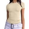 imageTrendy Queen Womens Basic TShirts Scoop Neck Short Sleeve Crop Tops Cute Summer Tops Slim Fit Tees Y2k Clothing 2025Apricot