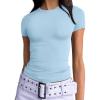 imageTrendy Queen Womens Basic TShirts Scoop Neck Short Sleeve Crop Tops Cute Summer Tops Slim Fit Tees Y2k Clothing 2025Baby Blue