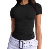 imageTrendy Queen Womens Basic TShirts Scoop Neck Short Sleeve Crop Tops Cute Summer Tops Slim Fit Tees Y2k Clothing 2025Black