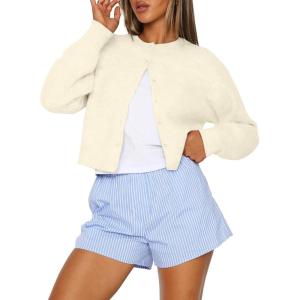 imageTrendy Queen Cropped Cardigan Sweaters for Women Lightweight Crop Cotton Knit Y2k Fall Outfits Fashion Clothes 2025Beige