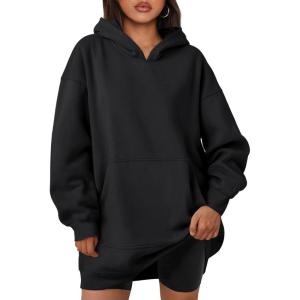 imageTrendy Queen Womens Hoodies Dresses Oversized Sweatshirts Long Sleeve Tops Fleece Pullover Fall Winter Cute ClothesBlack