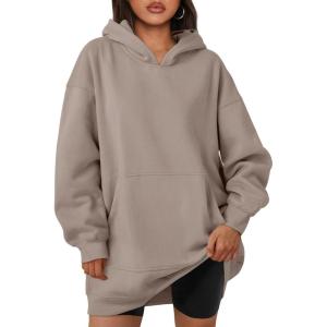 imageTrendy Queen Womens Hoodies Dresses Oversized Sweatshirts Long Sleeve Tops Fleece Pullover Fall Winter Cute ClothesCoffeegrey