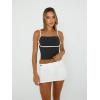 imageTrendy Queen Womens Camisole Tube Tops with Adjustable Spaghetti Strap Cute Summer Going Out Crop Tops 2025Black
