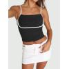 imageTrendy Queen Womens Camisole Tube Tops with Adjustable Spaghetti Strap Cute Summer Going Out Crop Tops 2025Black
